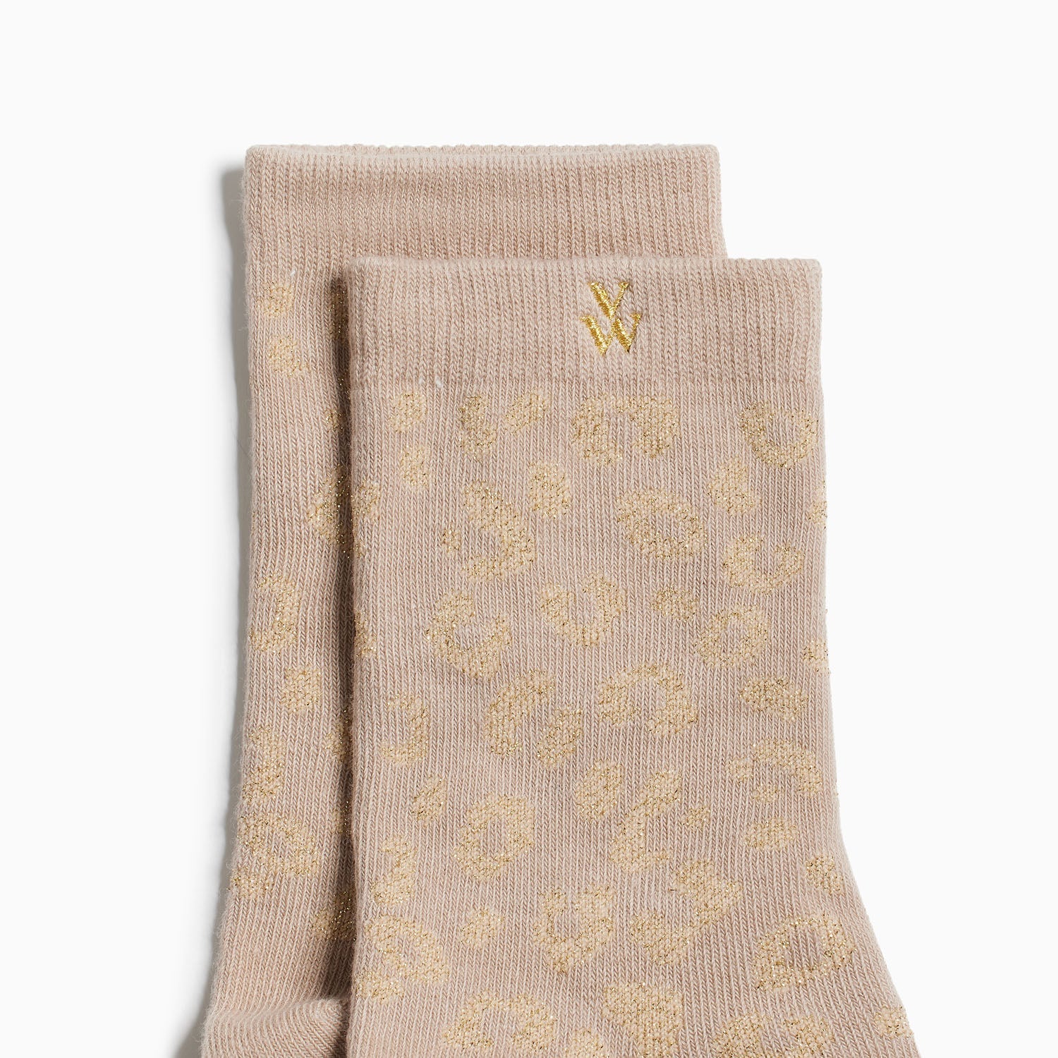 Chaussettes Tara beige et léopard or