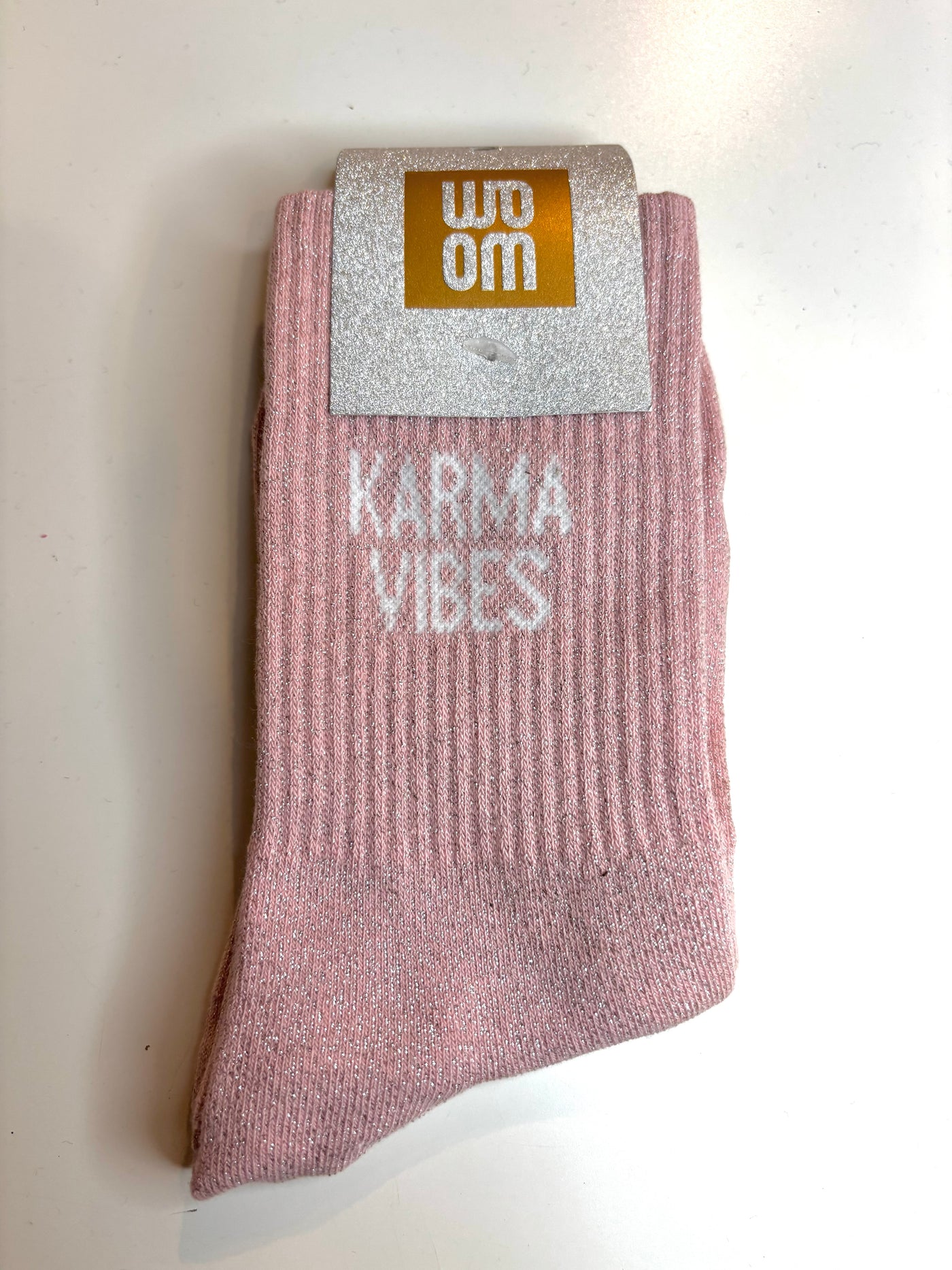 Chaussettes à paillettes karma vibes - rose