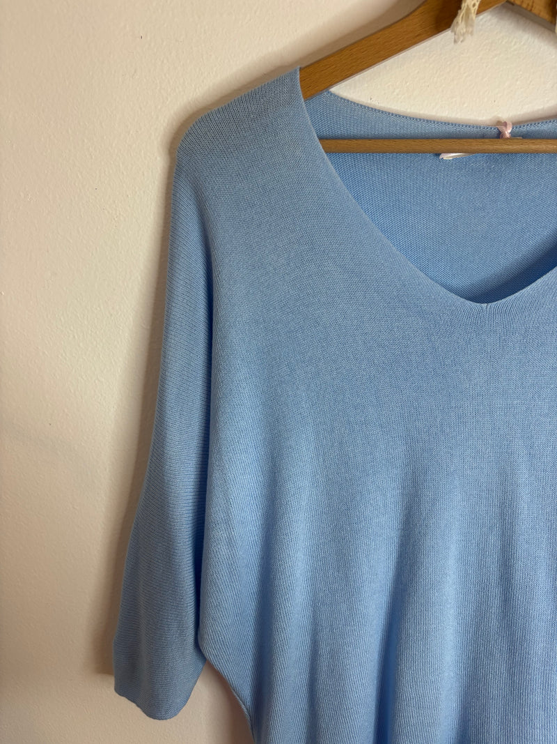 Pull fin bleu