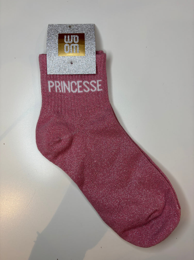 Chaussettes courtes à paillettes princesse - rose