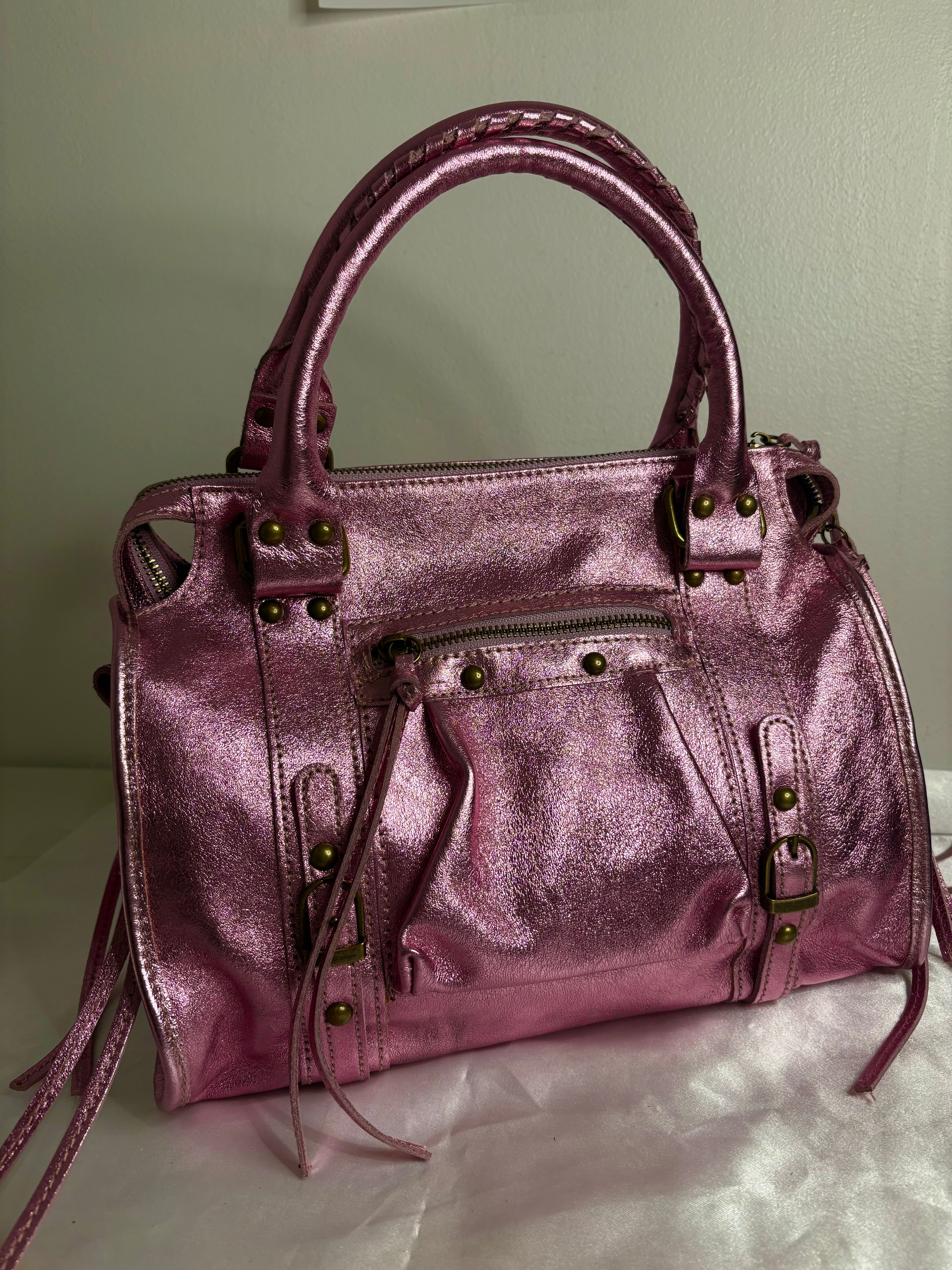 Sac frange rose irisé