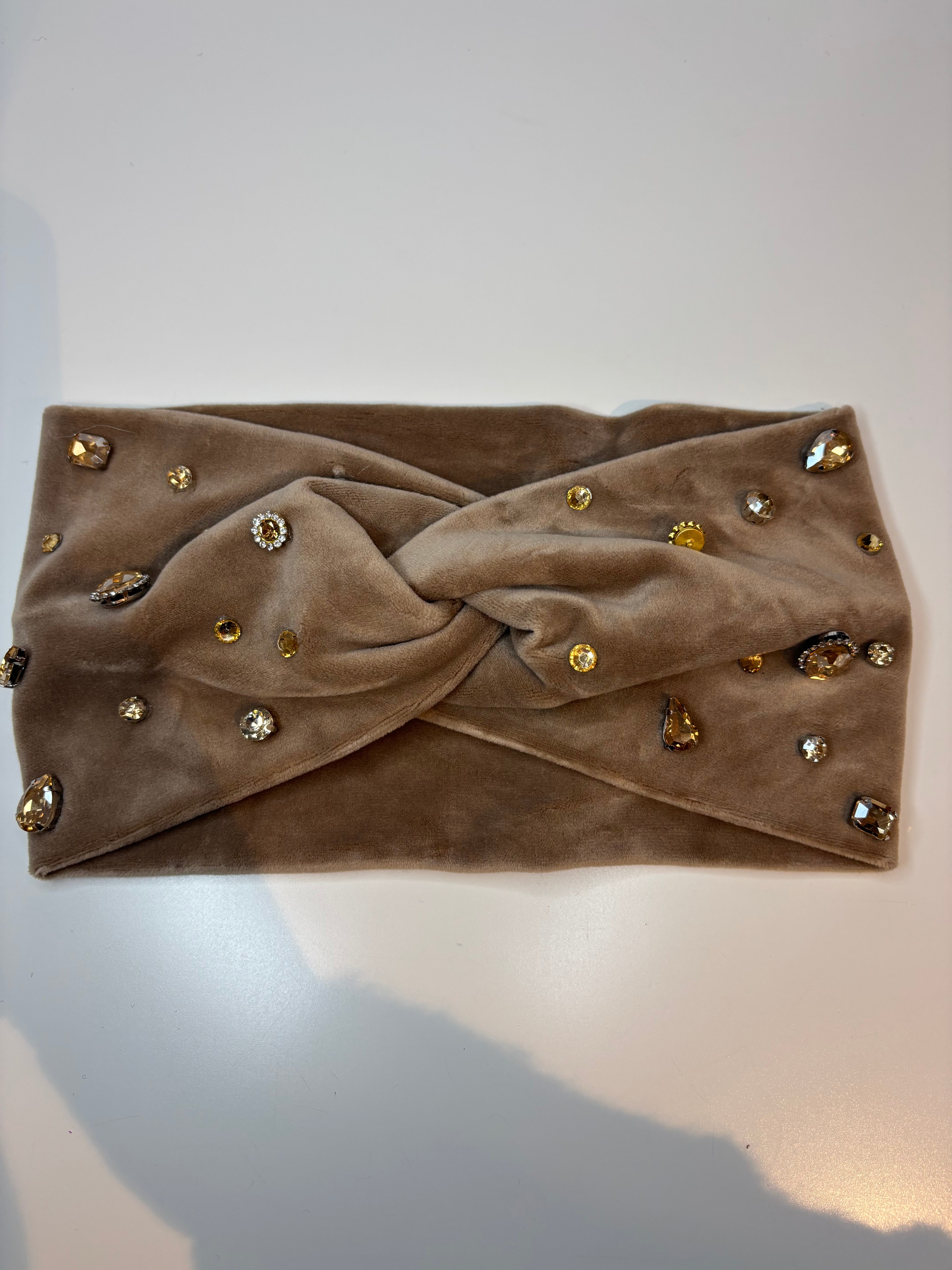 Headband taupe à strass
