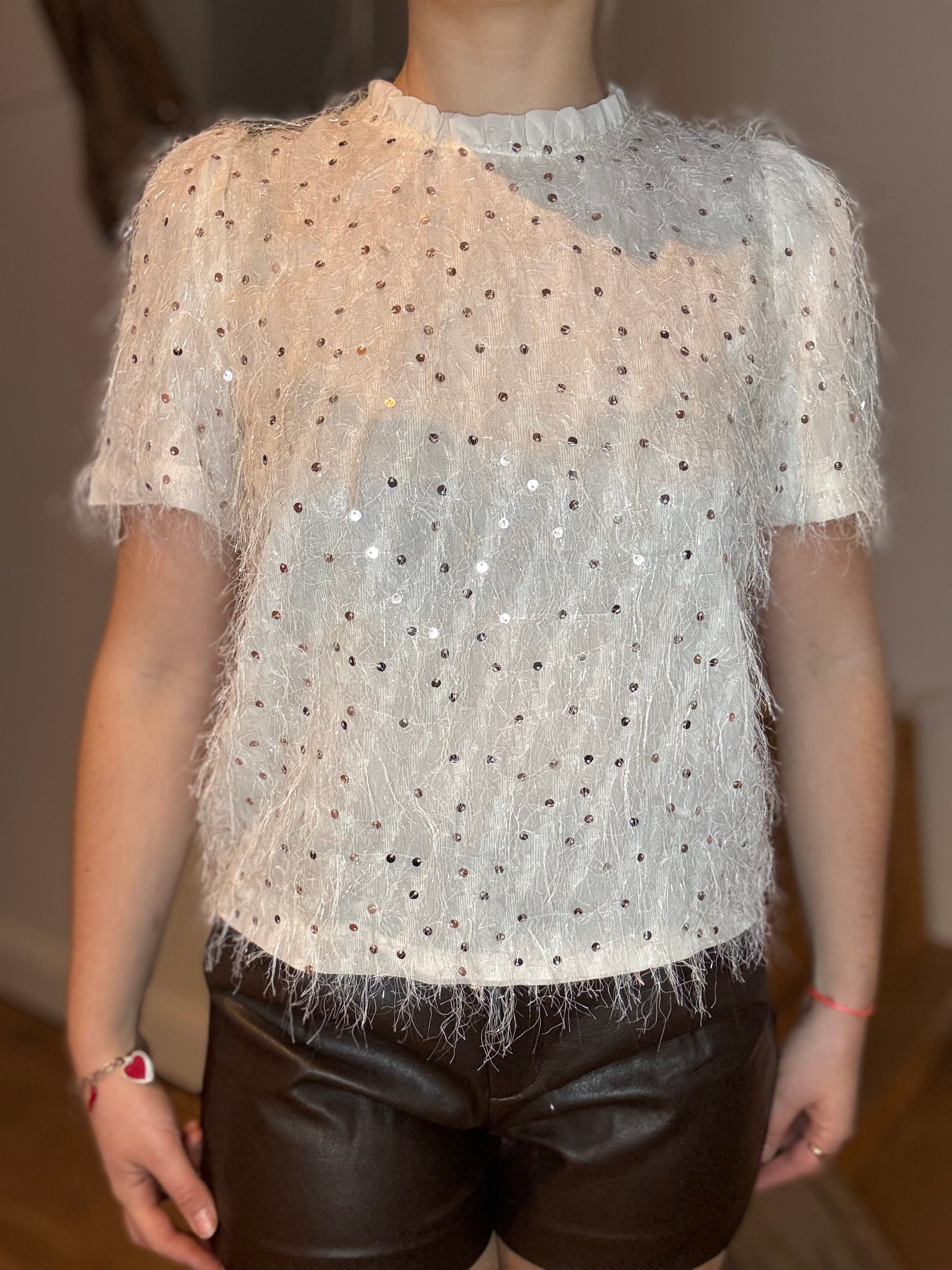 Top blanc scintillant