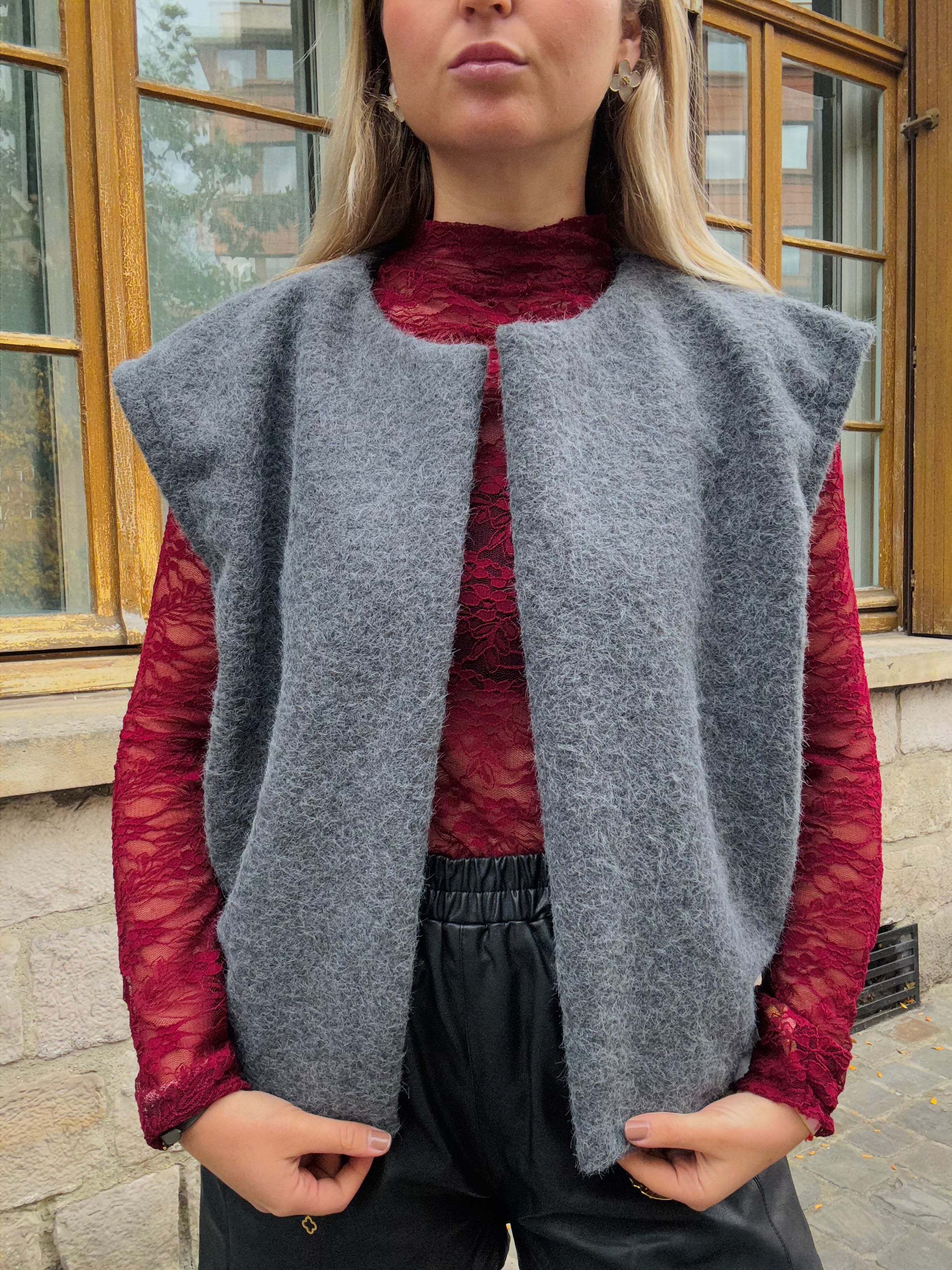 Gilet sans manches gris foncé