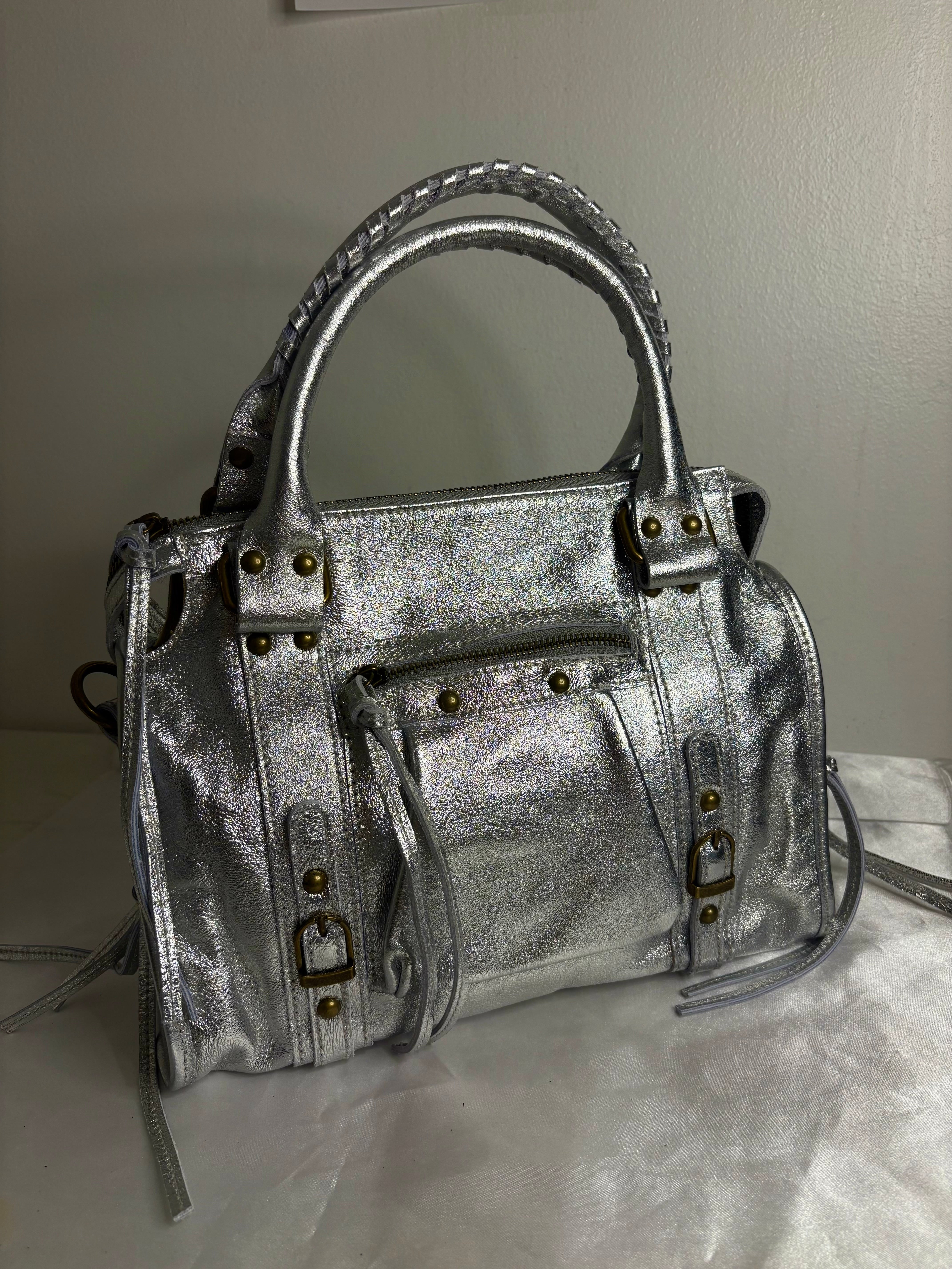 Sac frange argenté irisé