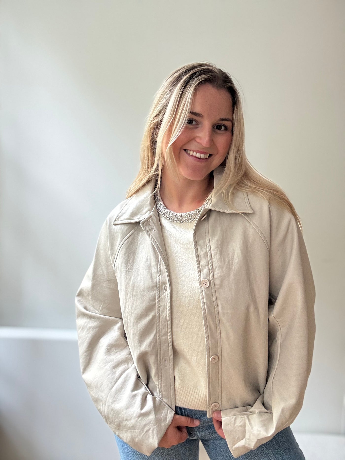 Veste simili cuir ADORÉE beige