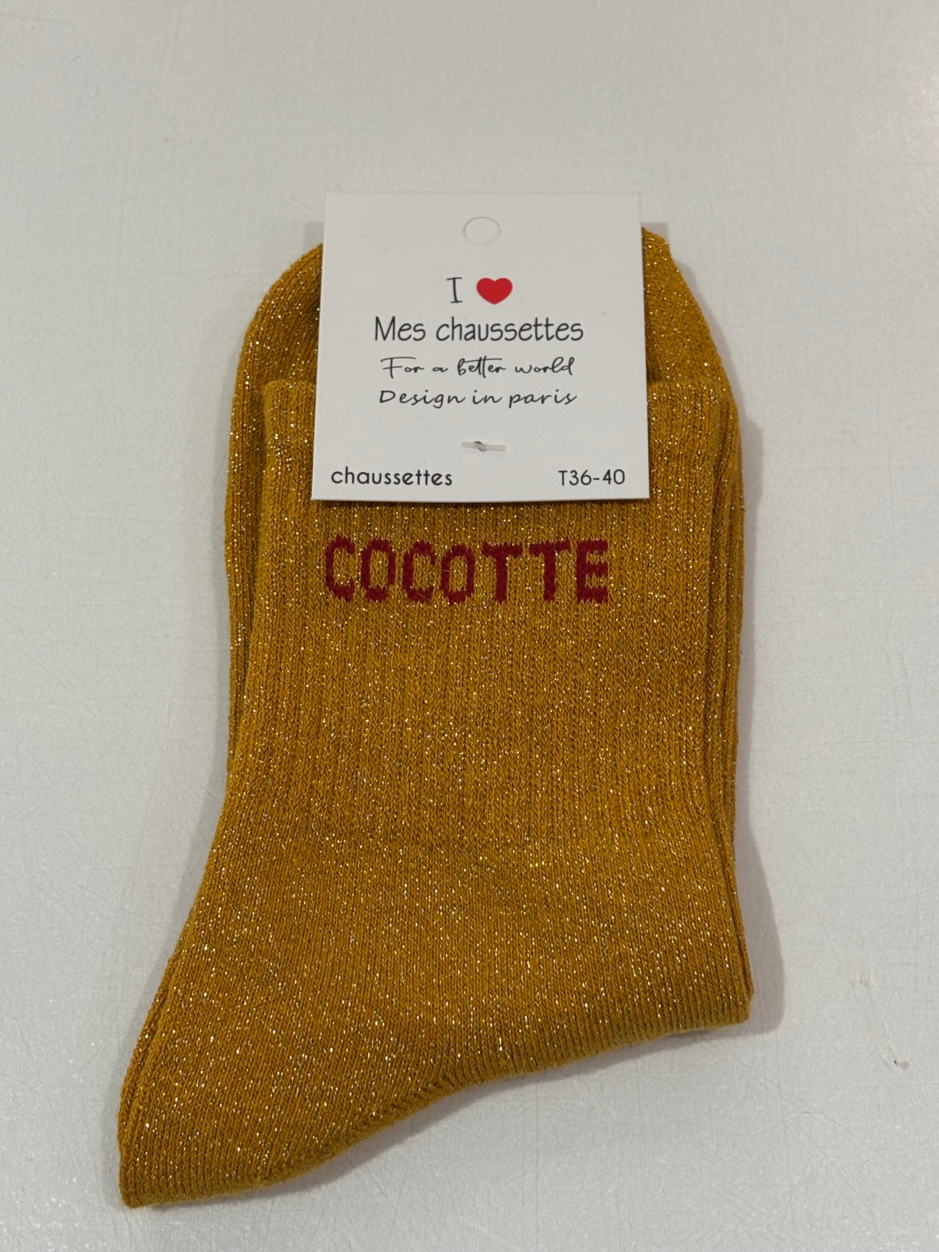 Chaussettes à paillettes moutarde - Cocotte