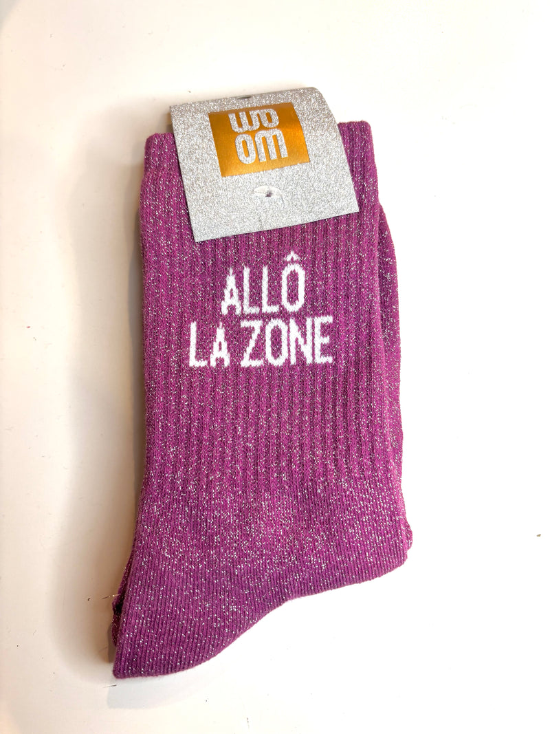 Chaussettes à paillettes allô la zone - violet