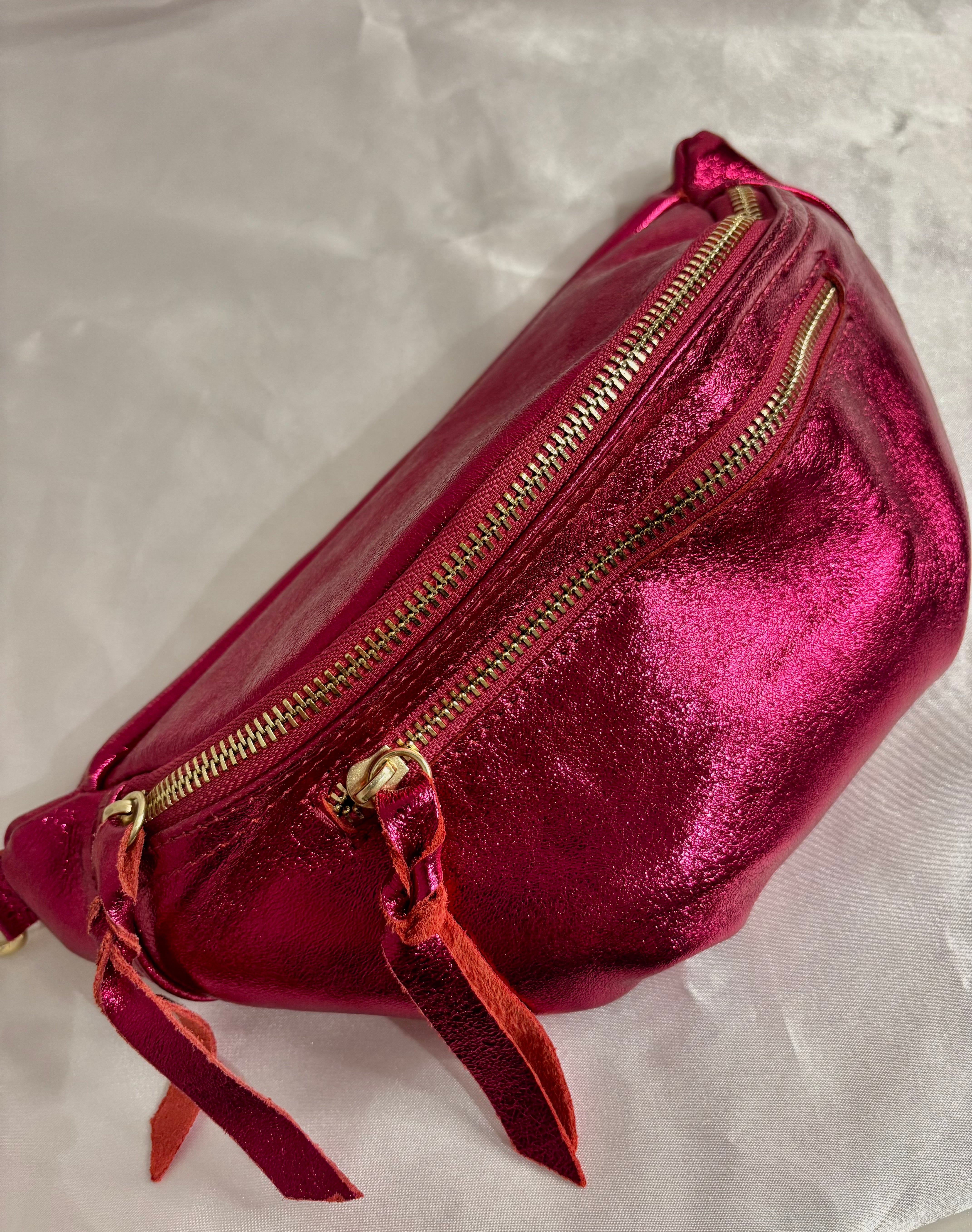 Sac banane rose irisé
