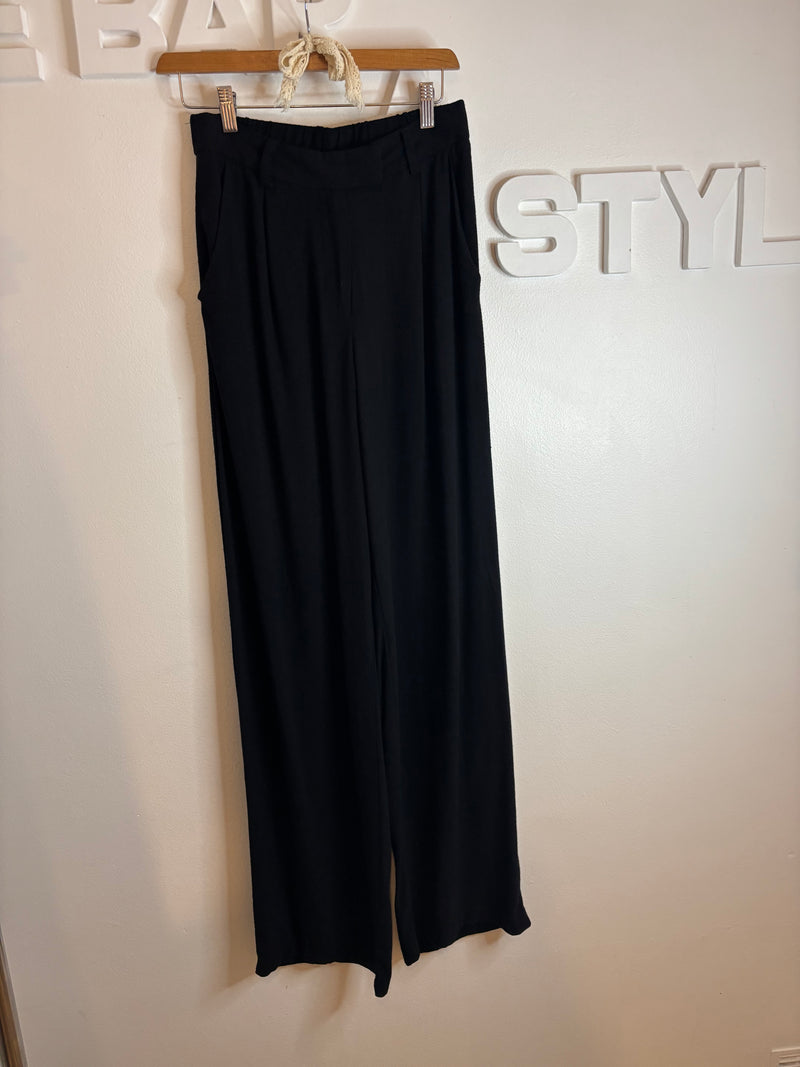 Pantalon noir lin mélangé