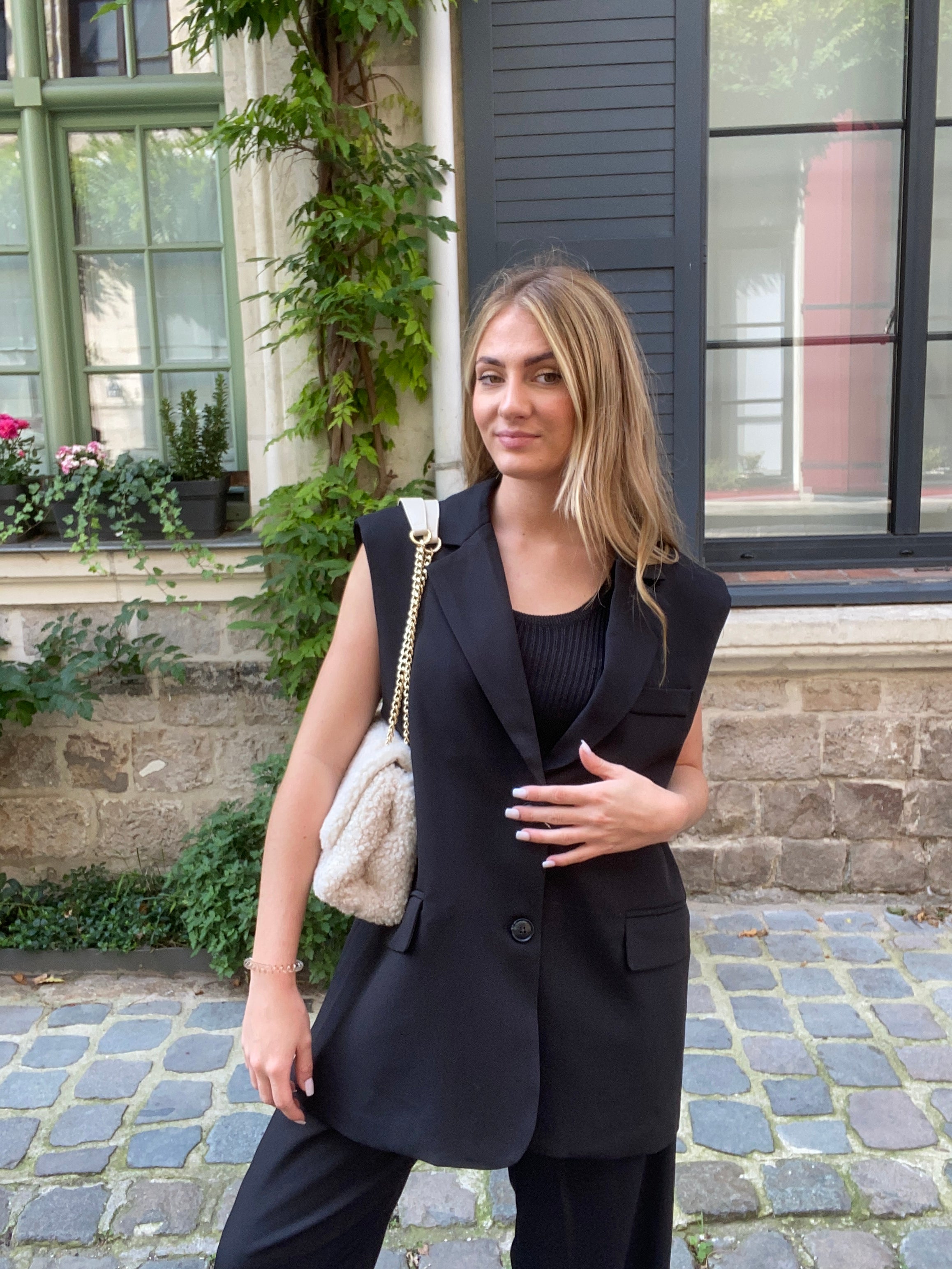 Veste tailleur sans manches NOIR