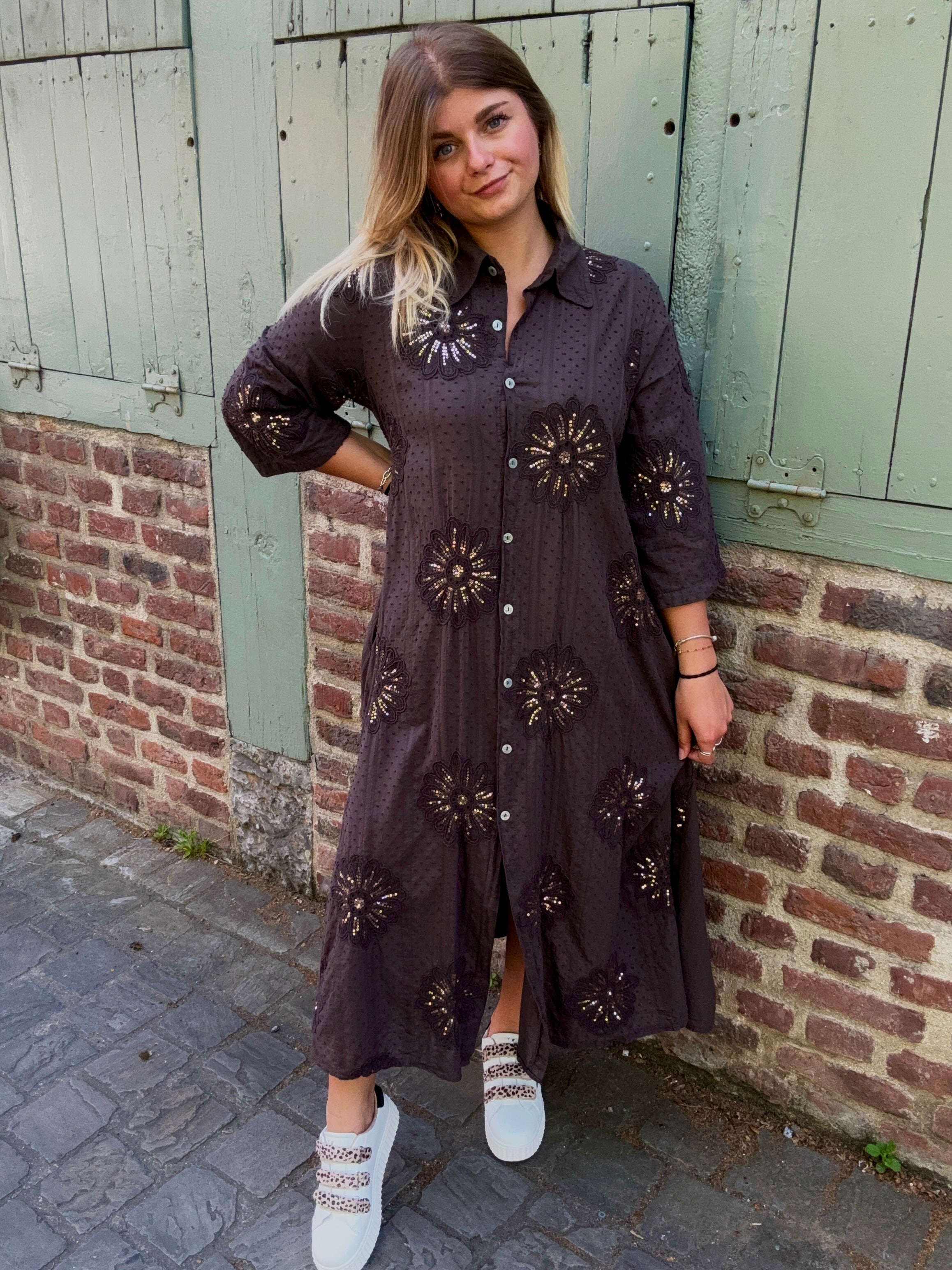 Robe longue marron