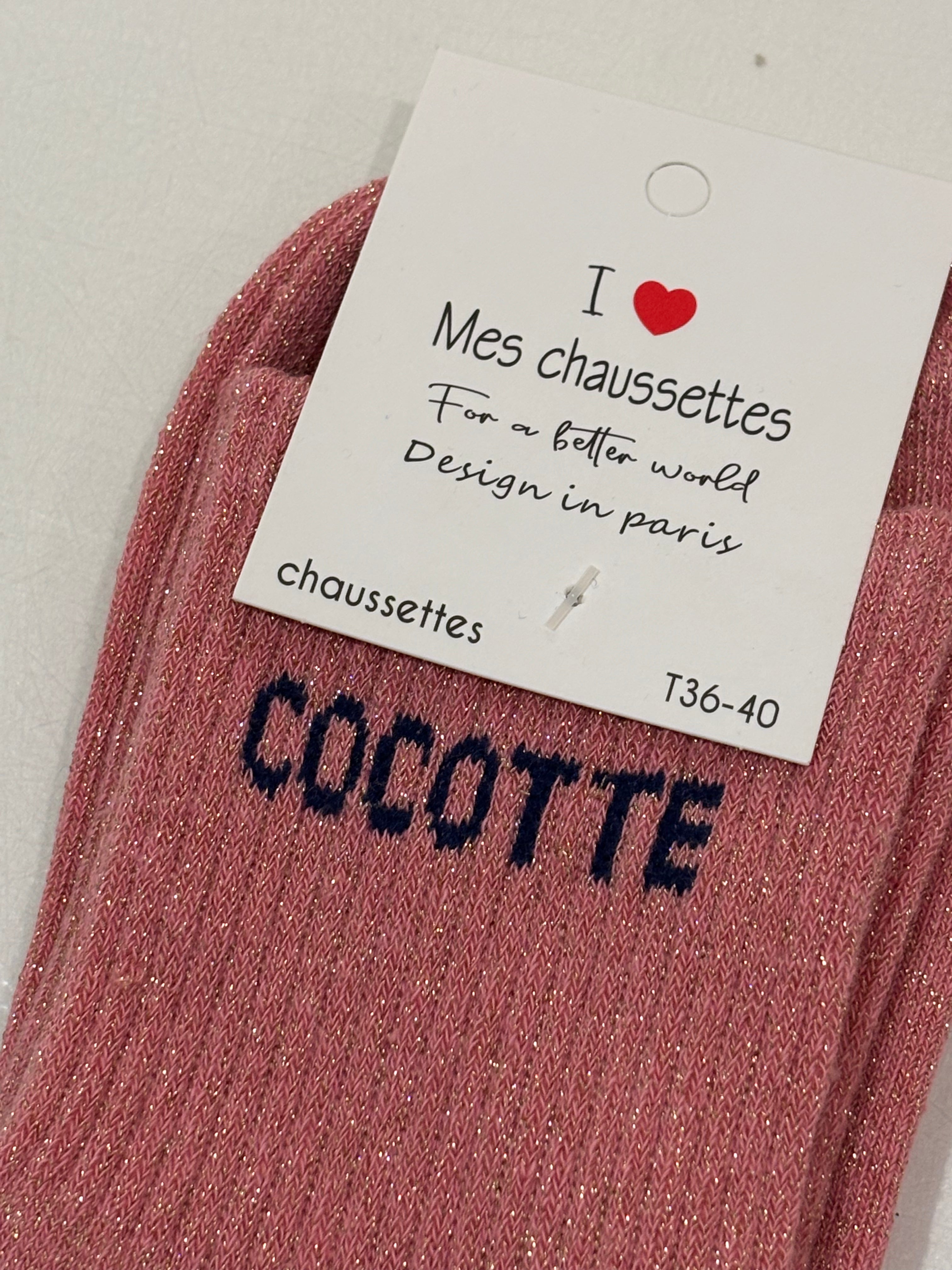 Chaussettes à paillettes roses - Cocotte