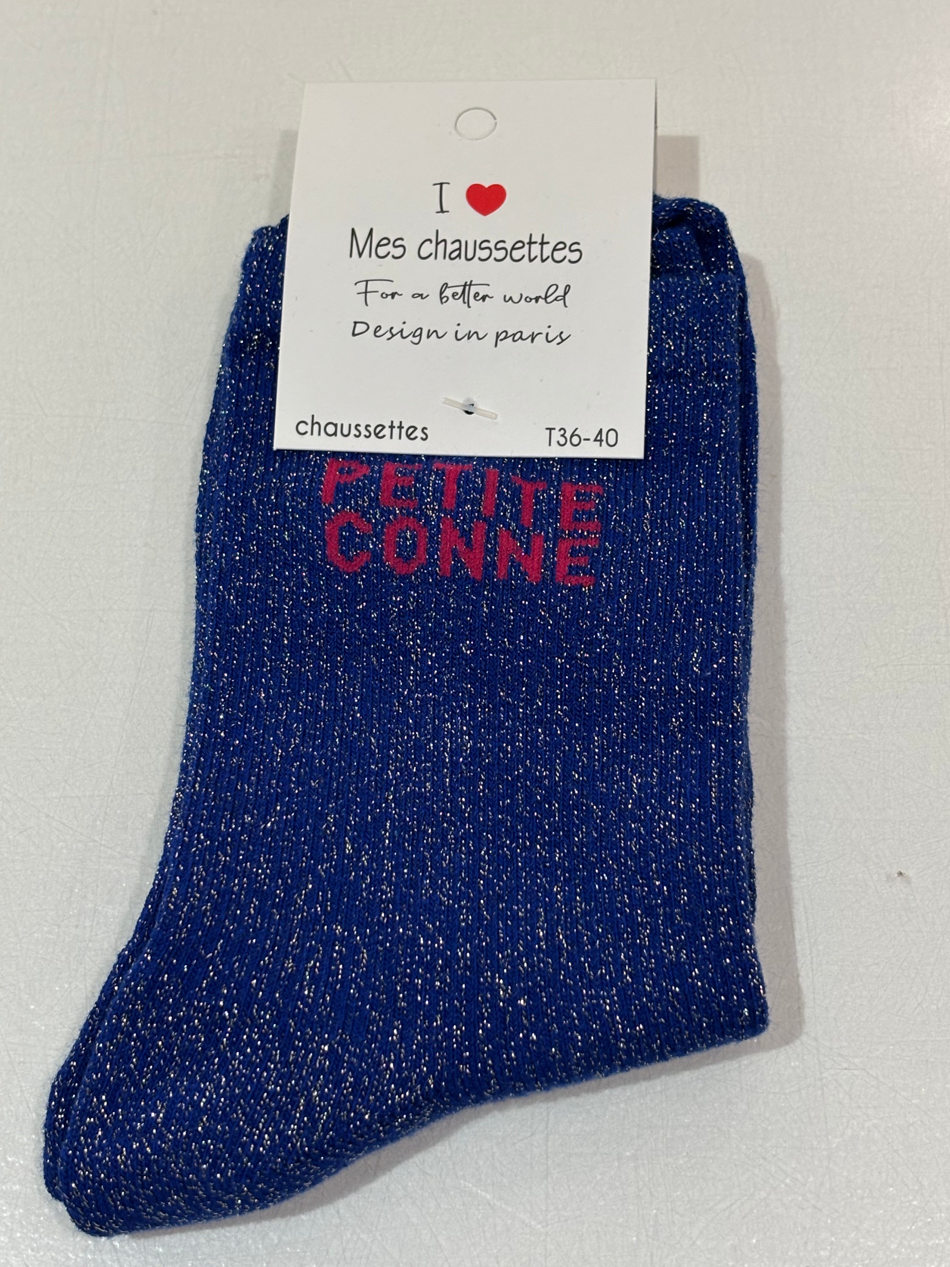 Chaussettes à paillettes bleues - Petite Conne