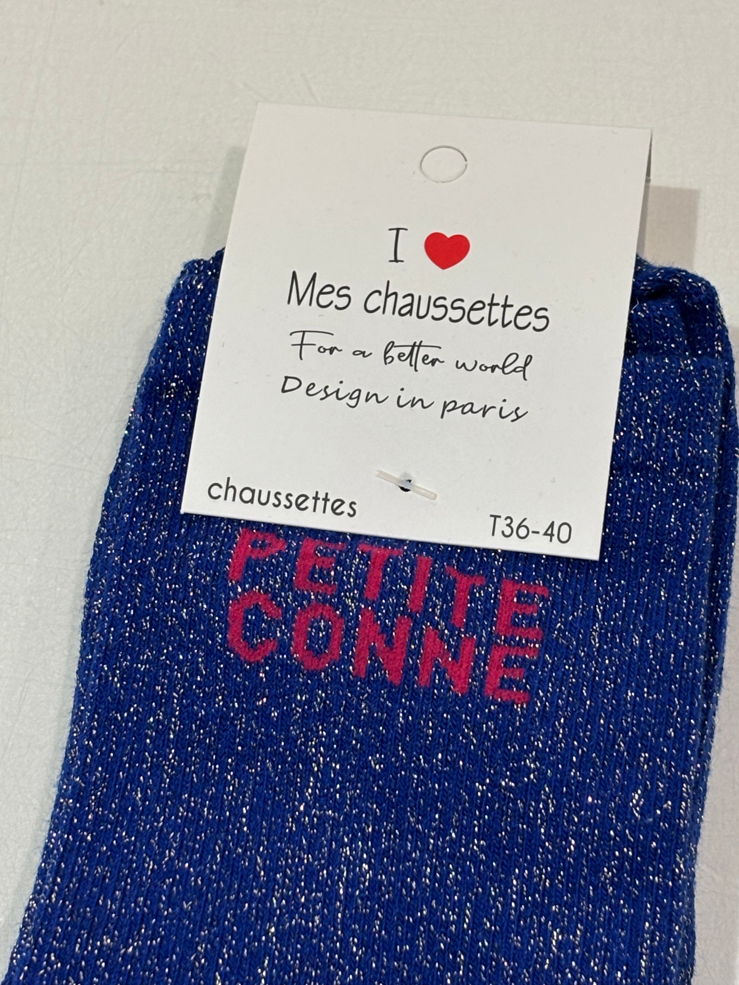 Chaussettes à paillettes bleues - Petite Conne