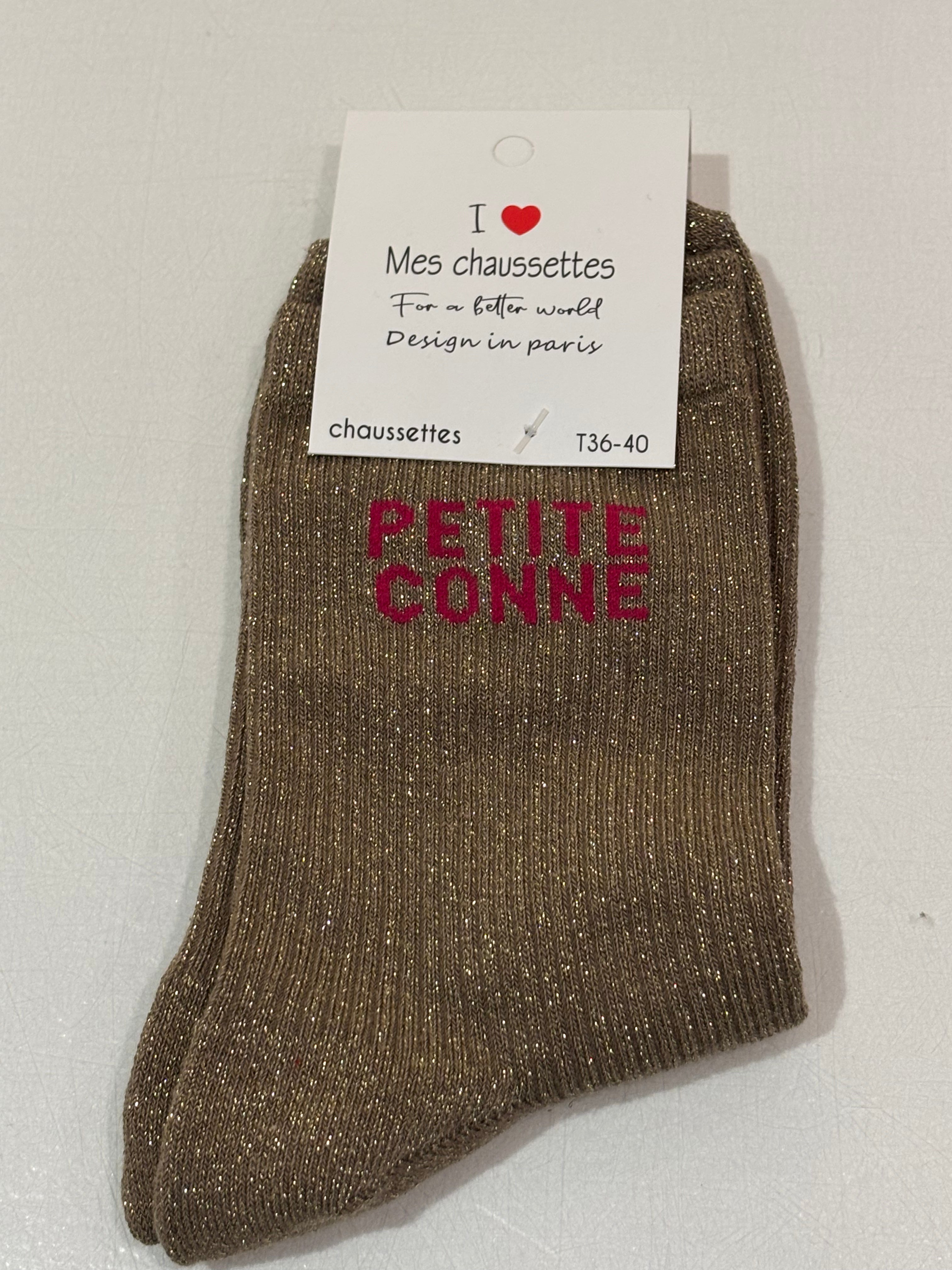 Chaussettes à paillettes taupes - Petite Conne