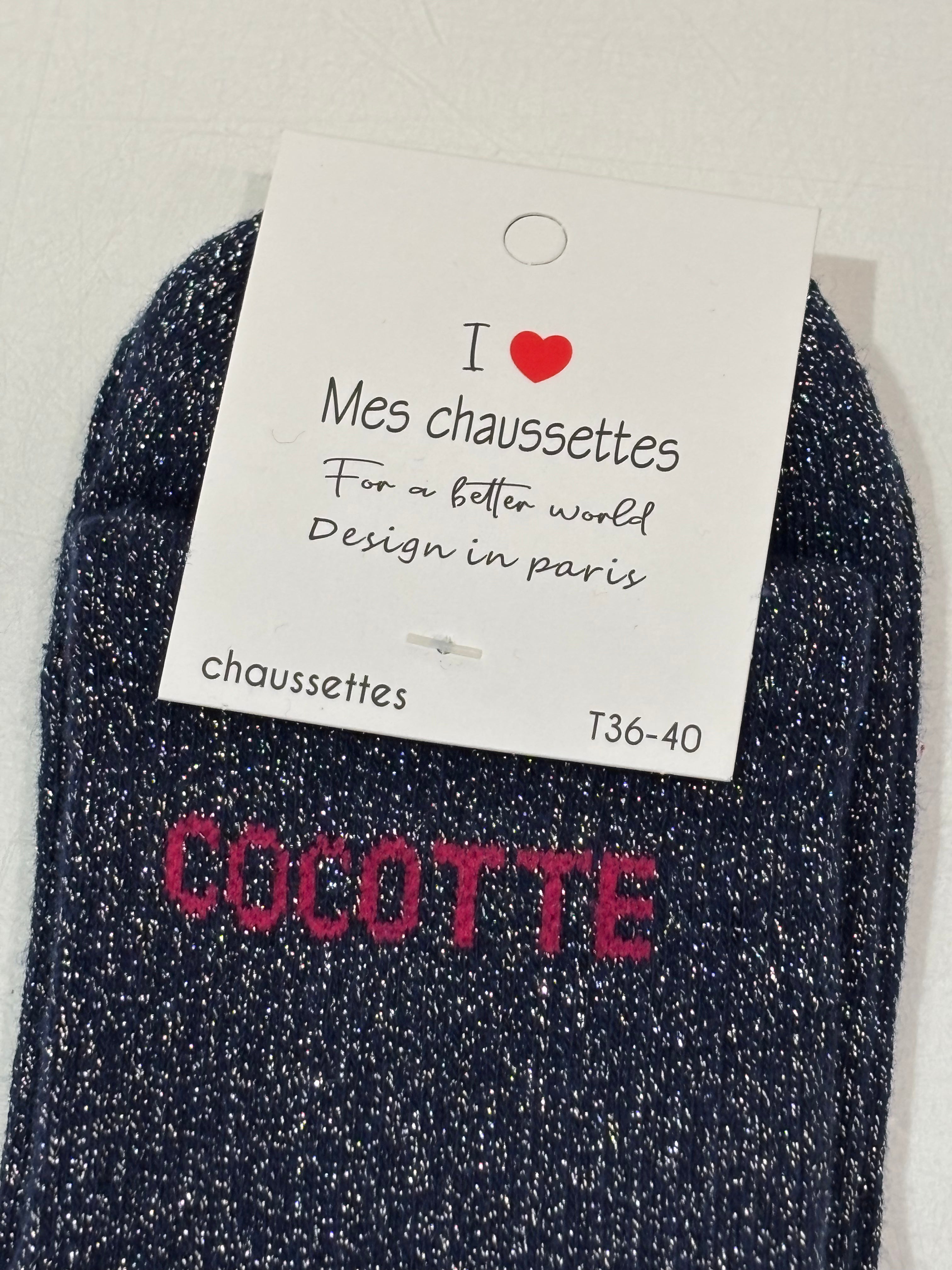 Chaussettes à paillettes bleues - Cocotte
