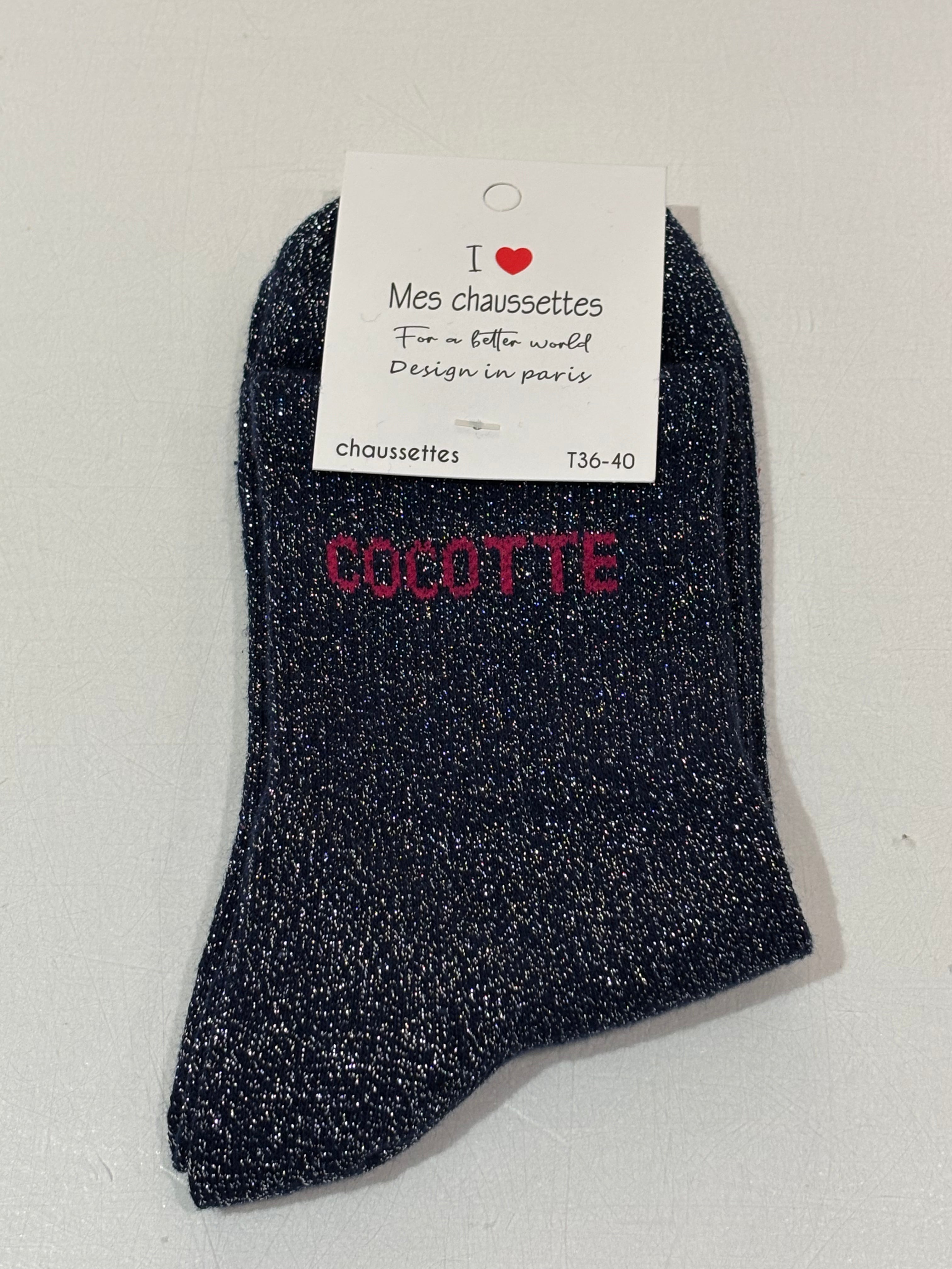 Chaussettes à paillettes bleues - Cocotte