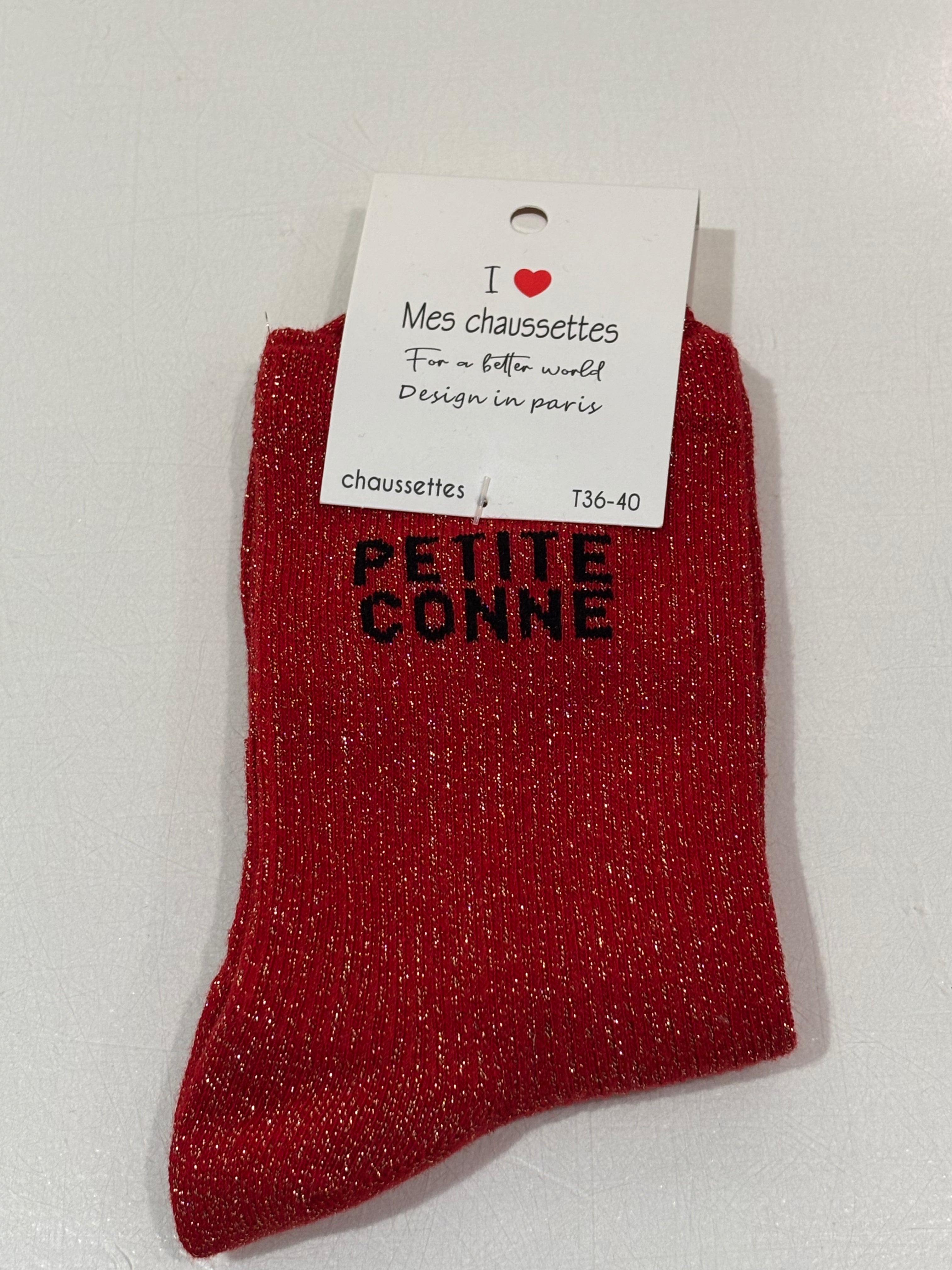 Chaussettes à paillettes rouges - Petite Conne