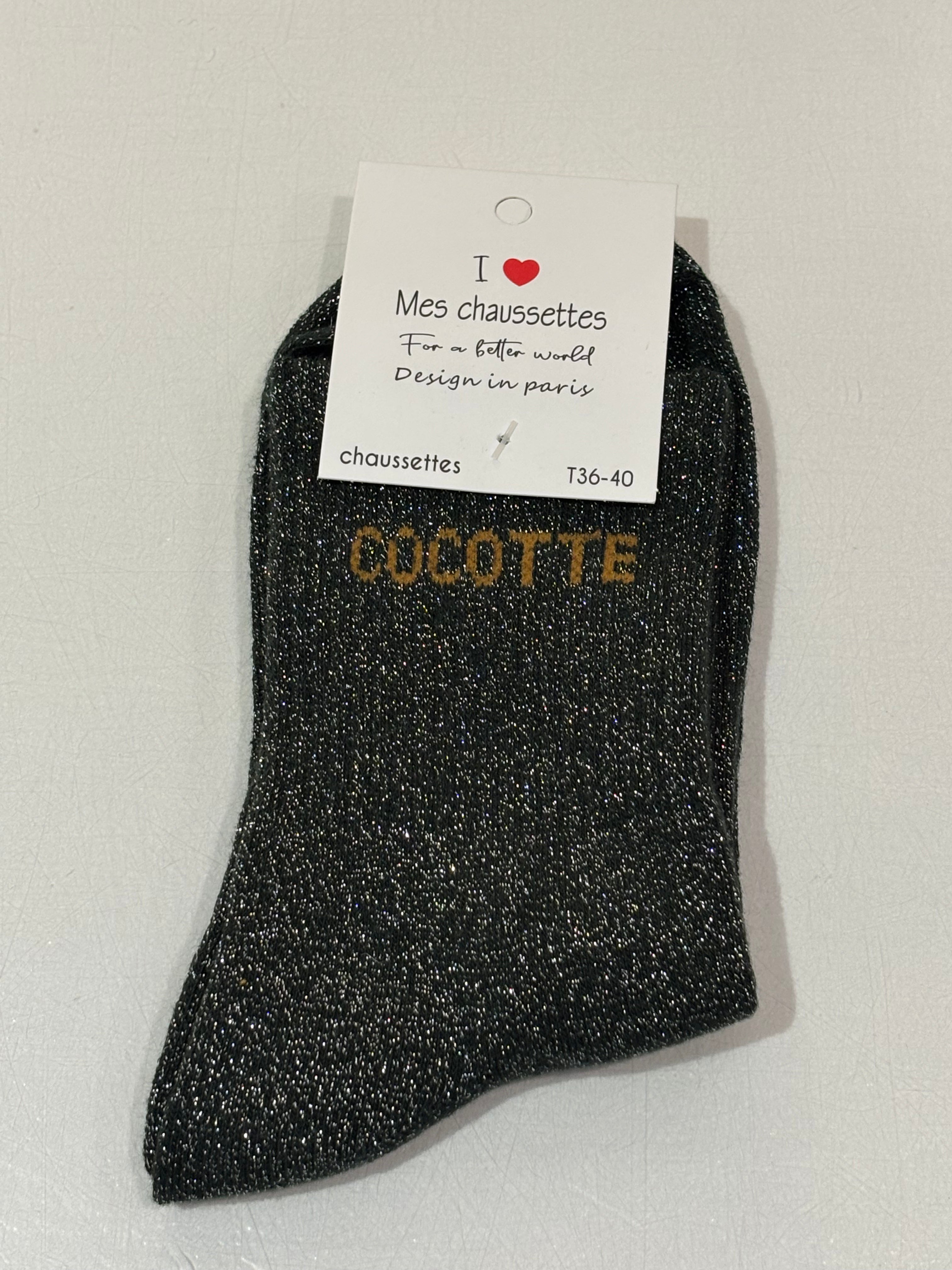 Chaussettes à paillettes grises - Cocotte