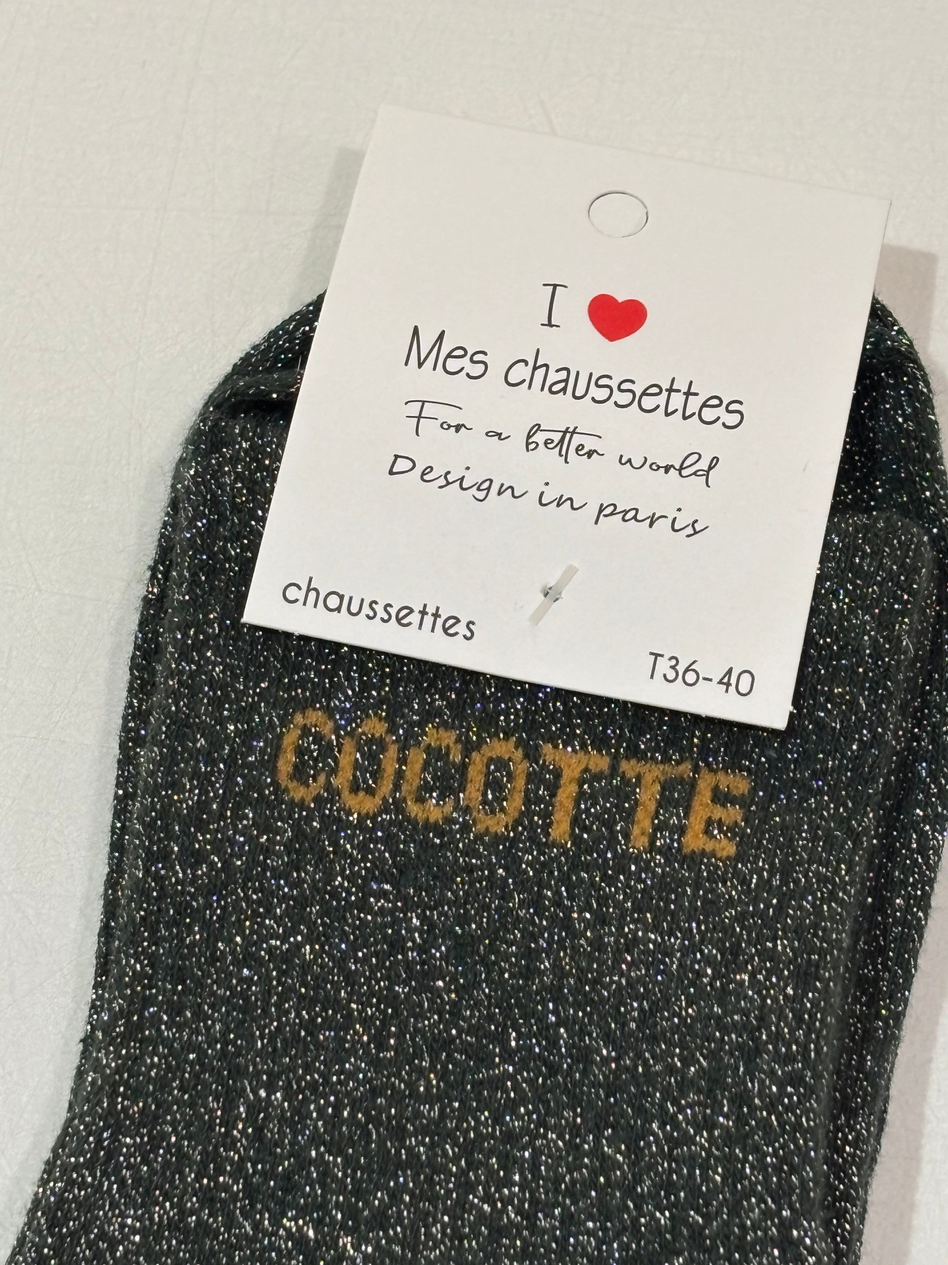 Chaussettes à paillettes grises - Cocotte